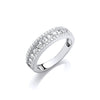 Sterling Silver Cubic Zirconia Ring - Silver Princess Cut & Round CZs Half ET Ring - by Hearts Forever Jewellers