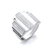 Sterling Silver Cubic Zirconia Ring - Silver CZ & Plain Step Ring - by Hearts Forever Jewellers