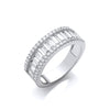 Sterling Silver Cubic Zirconia Ring - Silver Half ET Baguettes & Round CZ Ring - by Hearts Forever Jewellers