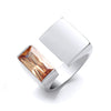 Sterling Silver Cubic Zirconia Ring - Silver Champagne CZ Split Top Ring K - by Hearts Forever Jewellers