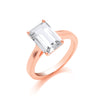 Sterling Silver Emerald Ring - Silver RG Plated Emerald Cut Solitaire Ring - by Hearts Forever Jewellers