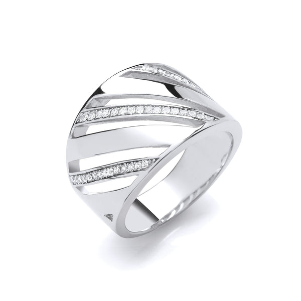 Sterling Silver Cubic Zirconia Ring - Silver CZ Fancy Ring - by Hearts Forever Jewellers