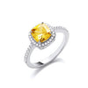 Sterling Silver Cubic Zirconia Ring - Silver Yellow CZ Ring - by Hearts Forever Jewellers