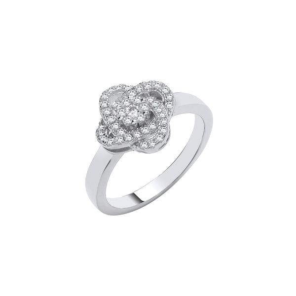 Sterling Silver Cubic Zirconia Ring - Silver Rose Flower Cz Ring - by Hearts Forever Jewellers