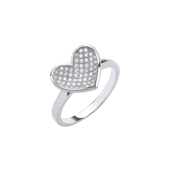 Sterling Silver Cubic Zirconia Ring - Silver CZ Heart Ring - by Hearts Forever Jewellers