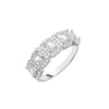 Sterling Silver Cubic Zirconia, Emerald Ring - Silver 5 Emerald Cut CZs Halo Ring - by Hearts Forever Jewellers