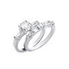 Sterling Silver Cubic Zirconia Ring - Silver Round and Baguette CZ Bridal Set Rings - by Hearts Forever Jewellers