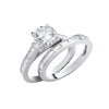 Sterling Silver Cubic Zirconia Ring - Silver Round & Baguette 8mm Centre CZ Bridal Set Rings - by Hearts Forever Jewellers