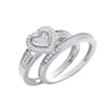 Sterling Silver Cubic Zirconia Ring - Silver Heart Bridal Set CZ Rings - by Hearts Forever Jewellers