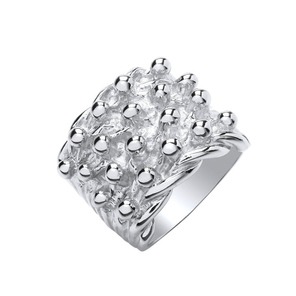 Sterling Silver Ring - Silver 4 Row Keeper, Woven Back Large Ring - by Hearts Forever Jewellers