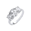 Sterling Silver Cubic Zirconia Ring - Silver Oval CZs Trilogy Ring - by Hearts Forever Jewellers