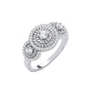 Sterling Silver Cubic Zirconia Ring - Silver Trilogy Halo CZ Ring - by Hearts Forever Jewellers