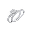 Sterling Silver Cubic Zirconia Ring - Silver Bridal Set Baguettes Centre & Round CZs Half ET Rings - by Hearts Forever Jewellers
