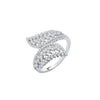 Sterling Silver Cubic Zirconia Ring - Silver Cross Over Leaf Style CZs Rings - by Hearts Forever Jewellers