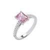 Sterling Silver Cubic Zirconia, Emerald Ring - Silver Emerald Pink CZ Solitaire Ring - by Hearts Forever Jewellers