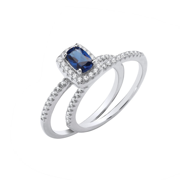 Sterling Silver Cubic Zirconia Ring - Silver Bridal Blue Cz Half ET Rings - by Hearts Forever Jewellers