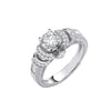 Sterling Silver Cubic Zirconia Ring - Silver Vintage Look, Milgrain Shank Solitaire CZ Ring - by Hearts Forever Jewellers