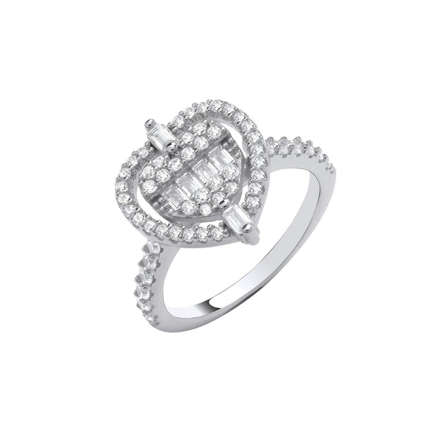 Sterling Silver Ring - Silver Heart Halo Style Ring - by Hearts Forever Jewellers