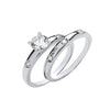 Sterling Silver Cubic Zirconia Ring - Silver Bridal Set S/S Round CZs Half ET Rings - by Hearts Forever Jewellers