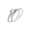 Sterling Silver Cubic Zirconia Princess Cut Ring - Silver Bridal Set P/Cut Centre CZ Half ET Rings - by Hearts Forever Jewellers