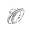 Sterling Silver Cubic Zirconia Princess Cut Ring - Silver Bridal Set P/Cut & Baguette CZs Half ET Rings - by Hearts Forever Jewellers