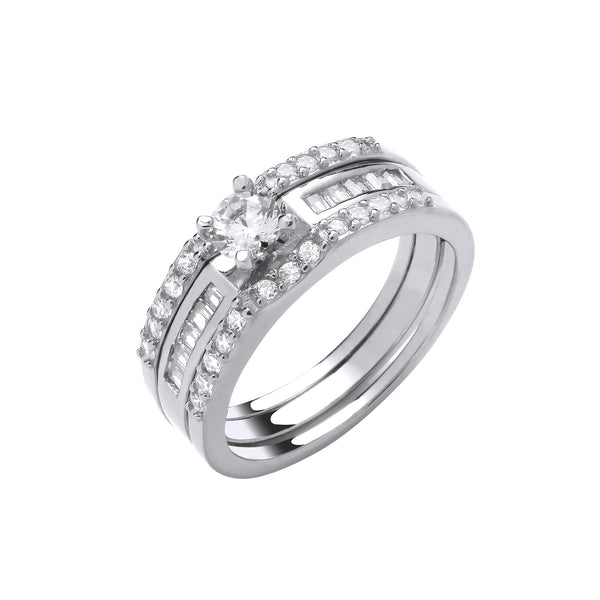 Sterling Silver Ring - Silver Bridal Set S/S Half ET 3 Rings - by Hearts Forever Jewellers