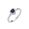 Sterling Silver Cubic Zirconia Ring - Silver Blue CZ Heart Ring - by Hearts Forever Jewellers