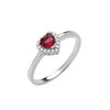Sterling Silver Cubic Zirconia Ring - Silver Red CZ Heart Ring - by Hearts Forever Jewellers