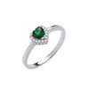 Sterling Silver Cubic Zirconia Ring - Silver Green CZ Heart Ring - by Hearts Forever Jewellers