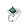 Sterling Silver Cubic Zirconia Ring - Silver Green CZ Halo Style Ring - by Hearts Forever Jewellers