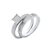 Sterling Silver Cubic Zirconia Ring - Silver Bridal Set Square Top CZ Half ET Rings - by Hearts Forever Jewellers