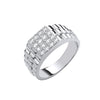 Sterling Silver Cubic Zirconia Ring - Silver Square Top Gents CZ Ring - by Hearts Forever Jewellers