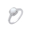 Sterling Silver Cubic Zirconia Ring - Silver Opal & CZ Halo Style Ring - by Hearts Forever Jewellers