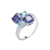Sterling Silver Cubic Zirconia Ring - Silver BLUE CZs Cross-Over Ring - by Hearts Forever Jewellers