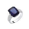 Sterling Silver Cubic Zirconia, Emerald Ring - Silver Deep Blue Emerald Cut Cz Ring - by Hearts Forever Jewellers