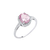 Sterling Silver Cubic Zirconia Ring - Silver Pink Oval CZ Engagement Ring - by Hearts Forever Jewellers