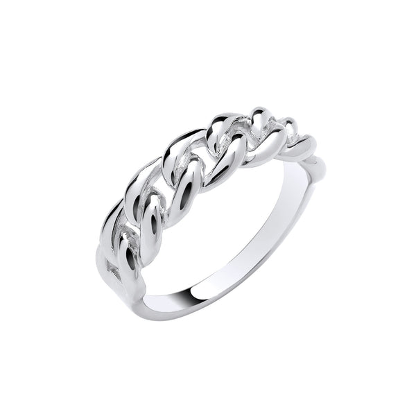 Sterling Silver Ring - Silver Curb Chain Link Ring - by Hearts Forever Jewellers