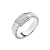 Sterling Silver Cubic Zirconia Ring - Silver Ribbed Link with CZ ID Plate Ring - by Hearts Forever Jewellers