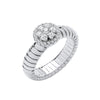 Sterling Silver Cubic Zirconia Ring - Silver Ribbed Link CZ Cluster Ring - by Hearts Forever Jewellers