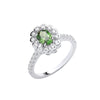 Sterling Silver Cubic Zirconia Ring - Silver Green Oval CZ Halo Ring - by Hearts Forever Jewellers