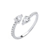 Sterling Silver Cubic Zirconia Ring - Silver Cross-Over Pear Shape CZs Ring - by Hearts Forever Jewellers