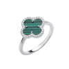 Sterling Silver Ring - Silver GREEN Four Leaf Clover Ring J - by Hearts Forever Jewellers
