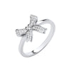 Sterling Silver Cubic Zirconia Ring - Silver CZ Bow Ring J - by Hearts Forever Jewellers