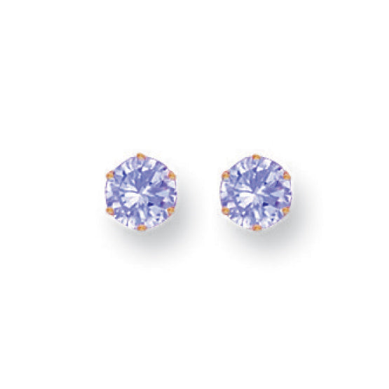 Cubic Zirconia Earrings - Y/G 5mm Claw Set Lavander Cz Studs - by Hearts Forever Jewellers