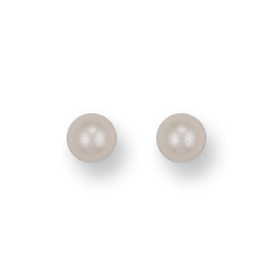 Pearl Earrings - Y/G 5mm Cultured Pearl Studs - by Hearts Forever Jewellers
