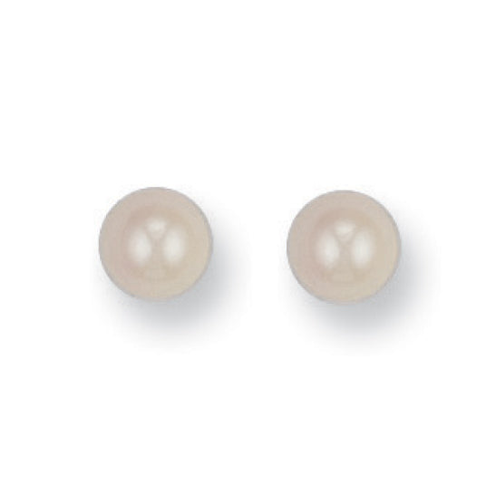 Pearl Earrings - Y/G 6mm Cultured Pearl Studs - by Hearts Forever Jewellers
