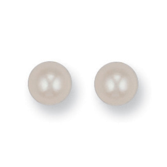 Pearl Earrings - Y/G 7mm Cultured Pearl Studs - by Hearts Forever Jewellers