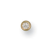 Cubic Zirconia Earrings - Y/G Rubover Set Cz Nose Stud - by Hearts Forever Jewellers