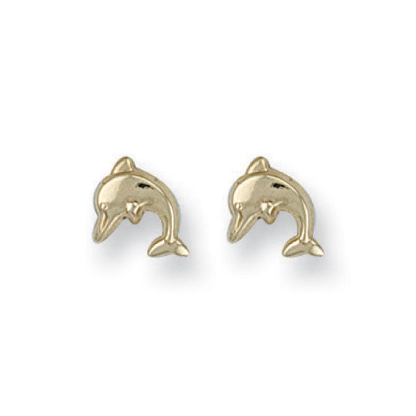 Earrings - Y/G Dolphin Studs - by Hearts Forever Jewellers