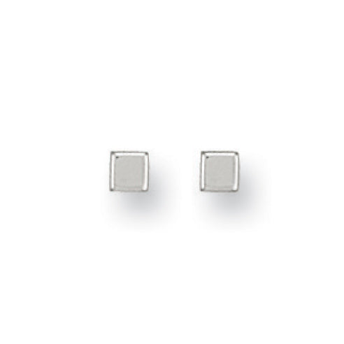 Earrings - W/G 4mm Square Cube Studs - by Hearts Forever Jewellers